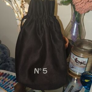 N°5 Black Satin Drawstring Pouch